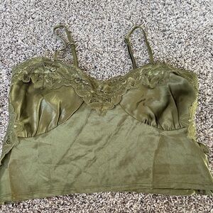Lace Trim Olive Camisole Top